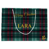 Groen, rood en wit geplakt kerstgebruik groot cadeauzakje (Achterkant)