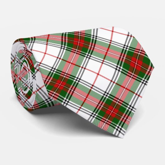 Groen rood en wit geplakt Tartan Necktie Stropdas (Opgerold)