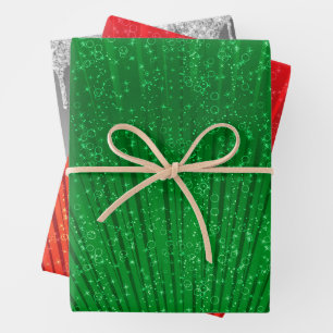 Groen, rood en zilver inpakpapier vel