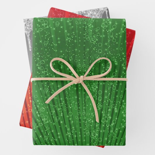 Groen, rood en zilver inpakpapier vel (In situ)