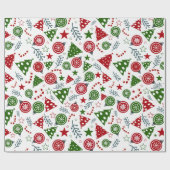 Groen & Rood Feestelijke Kerst Cadeaupapier (Vlak)