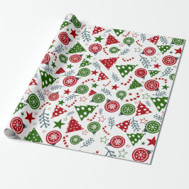 Groen & Rood Feestelijke Kerst Cadeaupapier