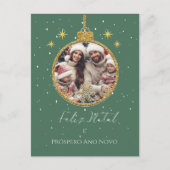 Groen & Rood Feliz Natal Foto Kerstmis Briefkaart (Voorkant)