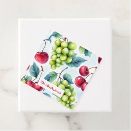 Groen Rood Fruit Voedsel Patroon Druiven Cherry Bedankjes Labels