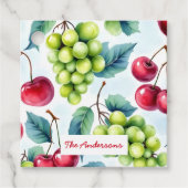 Groen Rood Fruit Voedsel Patroon Druiven Cherry Bedankjes Labels (Voorkant)