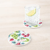 Groen Rood Fruit Voedsel Patroon Druiven Cherry Zandsteen Onderzetter (Zijkant)