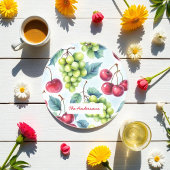 Groen Rood Fruit Voedsel Patroon Druiven Cherry Zandsteen Onderzetter