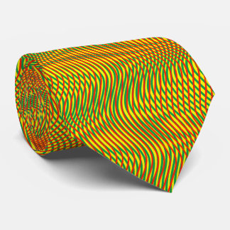 Groen Rood Geel Abstract Trippy Golvend Psychedeli Stropdas