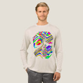 Groen Rood Geel Blauw Confetti Circulair Abstract Tri-Blend Shirt (Voorkant)