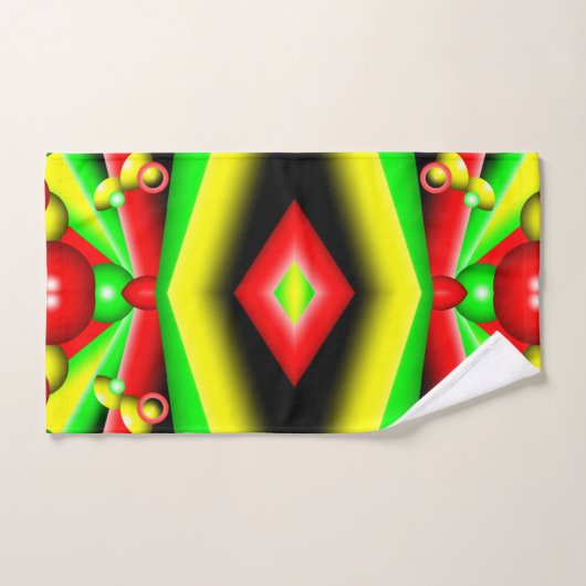 Groen Rood Geel Bubbels en Strepen Abstracte Kunst Bad Handdoek (Handdoek)