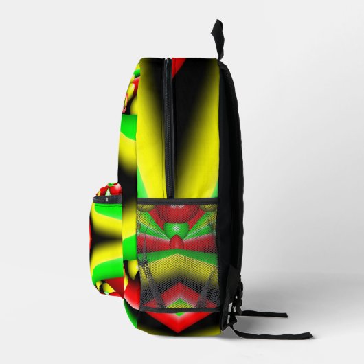 Groen Rood Geel Bubbels en Strepen Abstracte Kunst Bedrukte Rugzak (Rechts)