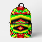 Groen Rood Geel Bubbels en Strepen Abstracte Kunst Bedrukte Rugzak (Voorkant)