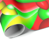 Groen Rood Geel Bubbels en Strepen Abstracte Kunst Cadeaupapier (Rol Hoek)