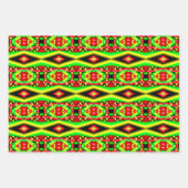 Groen Rood Geel Bubbels en Strepen Abstracte Kunst Inpakpapier Vel (Voorkant 3)