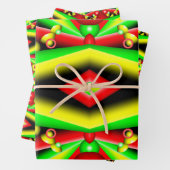 Groen Rood Geel Bubbels en Strepen Abstracte Kunst Inpakpapier Vel (In situ)