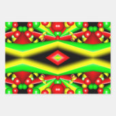 Groen Rood Geel Bubbels en Strepen Abstracte Kunst Inpakpapier Vel (Voorkant)