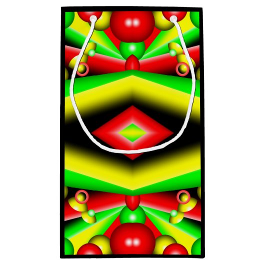 Groen Rood Geel Bubbels en Strepen Abstracte Kunst Klein Cadeauzakje (Achterkant)