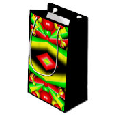 Groen Rood Geel Bubbels en Strepen Abstracte Kunst Klein Cadeauzakje (Achterkant Gekanteld)