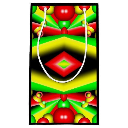 Groen Rood Geel Bubbels en Strepen Abstracte Kunst Klein Cadeauzakje (Voorkant)