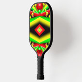 Groen Rood Geel Bubbels en Strepen Abstracte Kunst Pickleball Paddle (Links)