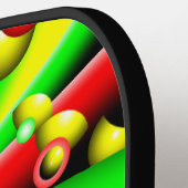 Groen Rood Geel Bubbels en Strepen Abstracte Kunst Pickleball Paddle (Links Detail)