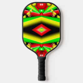 Groen Rood Geel Bubbels en Strepen Abstracte Kunst Pickleball Paddle