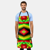 Groen Rood Geel Bubbels en Strepen Abstracte Kunst Schort (Gedragen)