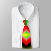 Groen Rood Geel Bubbels en Strepen Abstracte Kunst Stropdas (Gebonden)