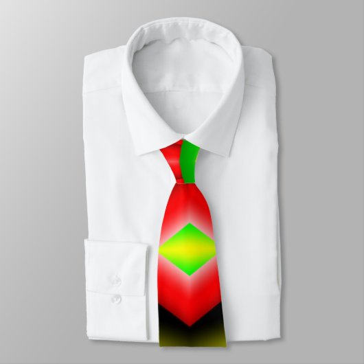 Groen Rood Geel Bubbels en Strepen Abstracte Kunst Stropdas (Gebonden)