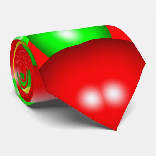 Groen Rood Geel Bubbels en Strepen Abstracte Kunst Stropdas (Opgerold)