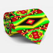 Groen Rood Geel Bubbels en Strepen Abstracte Kunst Stropdas (Opgerold)