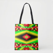 Groen Rood Geel Bubbels en Strepen Abstracte Kunst Tote Bag (Voorkant)