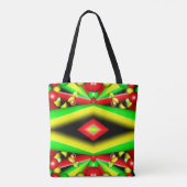 Groen Rood Geel Bubbels en Strepen Abstracte Kunst Tote Bag (Achterkant)