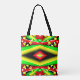 Groen Rood Geel Bubbels en Strepen Abstracte Kunst Tote Bag
