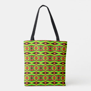 Groen Rood Geel Bubbels en Strepen Abstracte Kunst Tote Bag