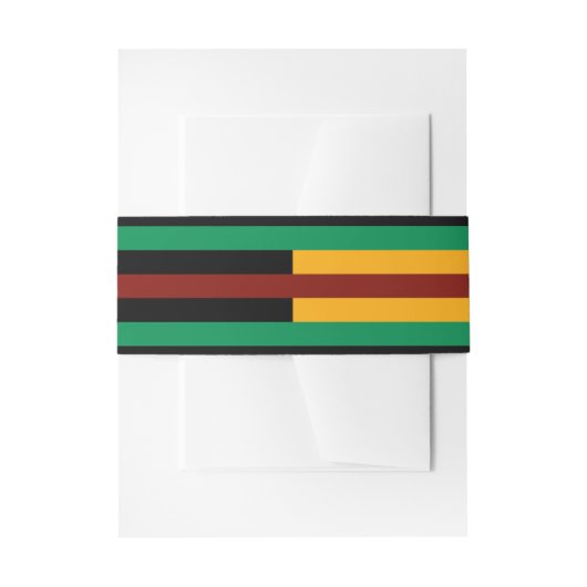 Groen Rood Geel Kente Stripes Huwelijksuitnodiging Uitnodigingen Wikkel (Voorkant Voorbeeld)