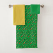 Groen rood geel Patroon mini wilde bloem Bad Handdoek (Insitu)