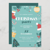 Groen Rood Geel Schattige Eenvoudig Kerstfeest Kaart (Voorkant / Achterkant)