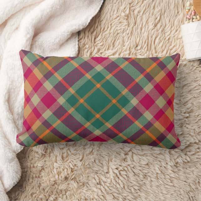 Groen Rood Geel Schotse Tartan Plaid Kussen (Deken)
