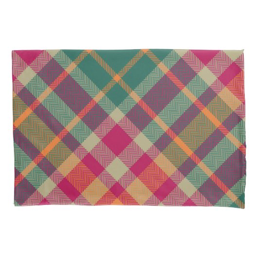 Groen Rood Geel Schotse Tartan Plaid Kussensloop (Voorkant)