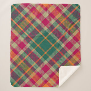 Groen Rood Geel Schotse Tartan Plaid Sherpa Deken
