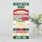 Groen, rood, geel sportteam Ticket Birthday Party Kaart (Staand voorkant)