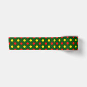 Groen Rood Geel Stippen Design Satijnen Lint (Voorkant)