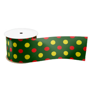Groen Rood Geel Stippen Design Satijnen Lint