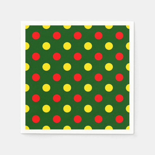 Groen Rood Geel Stippen Design Servet (Voorkant)