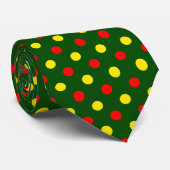 Groen Rood Geel Stippen Design  Stropdas (Opgerold)