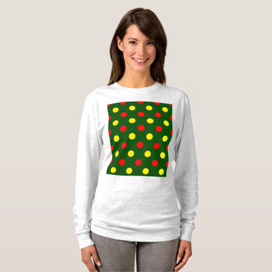 Groen Rood Geel Stippen Design  T-shirt (Voorkant volledig)