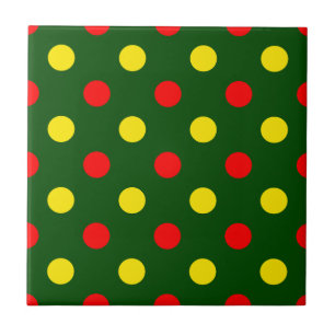 Groen Rood Geel Stippen Design Tegeltje