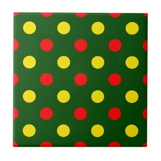 Groen Rood Geel Stippen Design  Tegeltje (Voorkant)