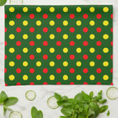 Groen Rood Geel Stippen Design Theedoek (Gevouwen)